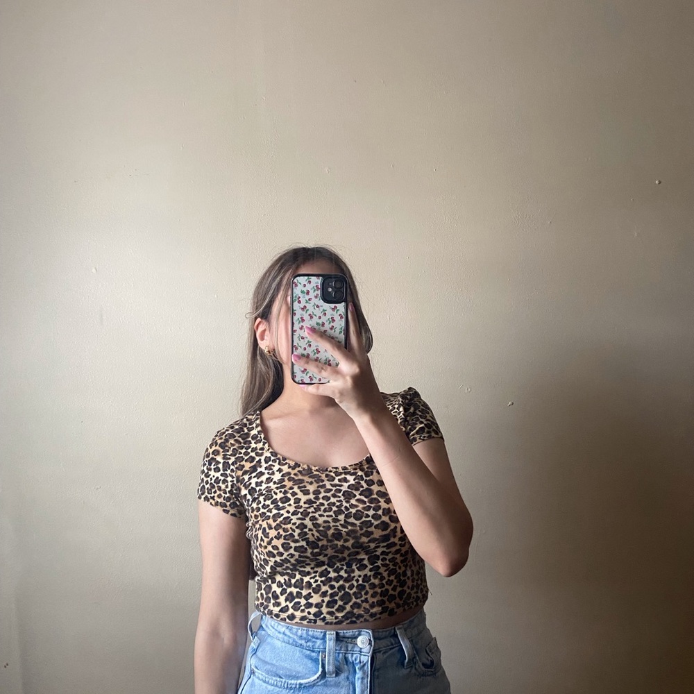 Brown Cheetah Print Crop Top